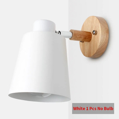 PHYVAL Nordijska zidna svjetiljka Noćna zidna svjetiljka Drveni zidni svijećnjak za spavaću sobu Dnevni boravak Kućna rasvjeta E27 Macaroon Glava upravljača