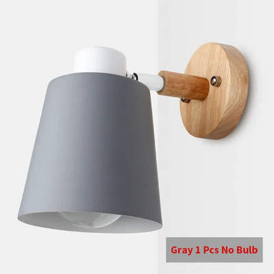 PHYVAL Nordijska zidna svjetiljka Noćna zidna svjetiljka Drveni zidni svijećnjak za spavaću sobu Dnevni boravak Kućna rasvjeta E27 Macaroon Glava upravljača