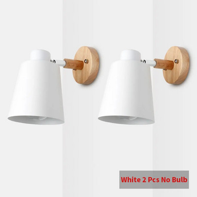 PHYVAL Nordijska zidna svjetiljka Noćna zidna svjetiljka Drveni zidni svijećnjak za spavaću sobu Dnevni boravak Kućna rasvjeta E27 Macaroon Glava upravljača
