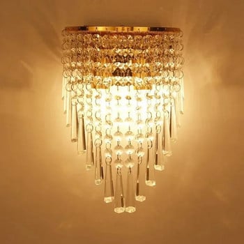 Модерни K9 Кристални стенни лампи Обикновена всекидневна Спалня Луксозна златна нощна лампа Домашно стенно осветление E14 LED стенни лампи