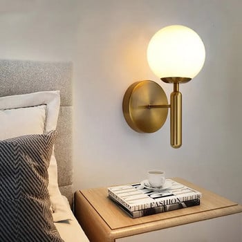 Скандинавска модерна стенна лампа до спалня Стъклена топка LED стенни осветителни тела Осветителни тела Фон за всекидневна Wandlamp Осветление Стълбищни светлини