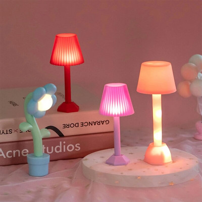 Mini kis virágok aranyos édes éjszakai fény diák hálószoba asztali légkör játék baba redőzött lámpa otthoni világítás modell dekoráció