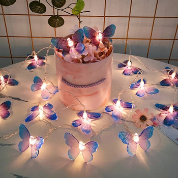 1,5m 10Leds Purple Butterfly LED Fairy String Lights Λειτουργία με μπαταρία Γάμου Γάμου Γενέθλιο Δωμάτιο Φωτάκια κουρτίνας Διακόσμηση γιρλάντα