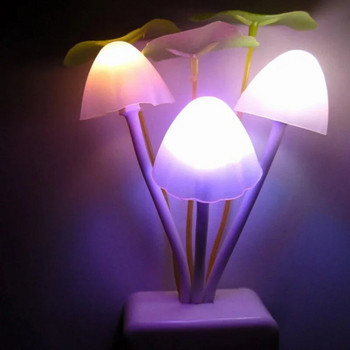 Νυχτερινό φως Creative AC110V-220V Αισθητήρας βύσματος φωτός ΕΕ/ΗΠΑ 3 LED πολύχρωμο λαμπτήρα μανιταριού Έγχρωμα νυχτερινά φώτα Led