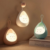 LED noćno svjetlo Kontrola senzora slatke životinje Ljudska indukcijska svjetiljka za djecu Dječja spavaća soba USB punjive silikonske zidne svjetiljke