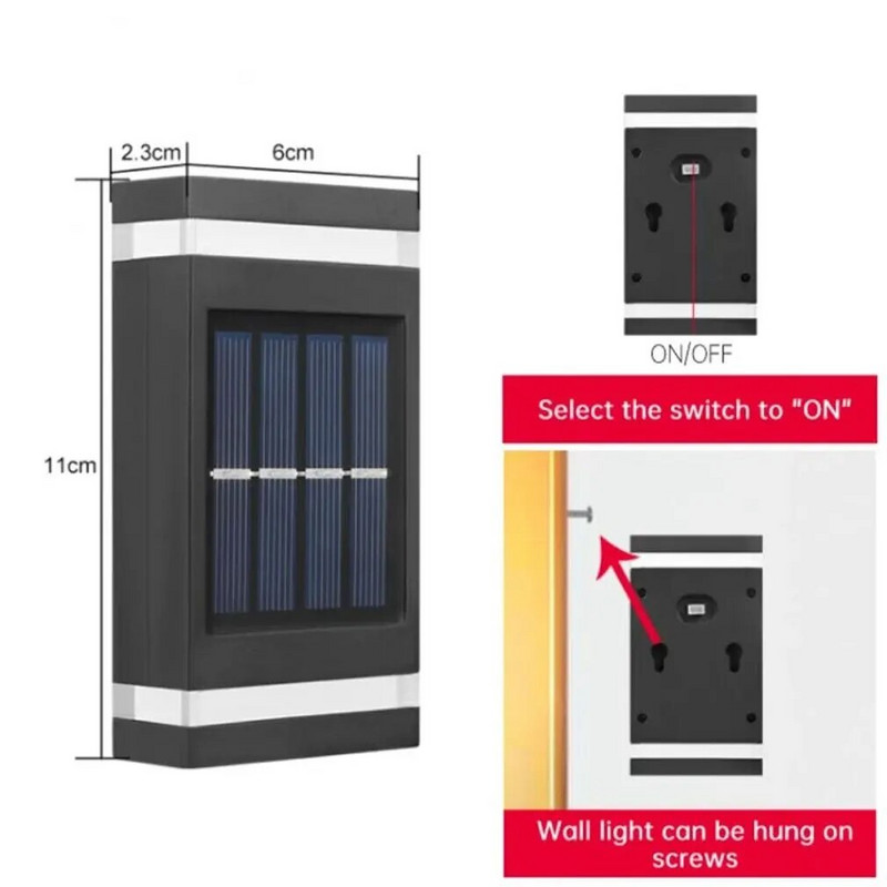 Solarna zidna svjetiljka Vanjska vodootporna svjetiljka na solarni pogon Gore i dolje Osvjetljava kućni vrt Ukras dvorišta Vanjska sunčeva svjetla