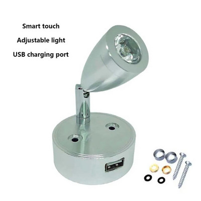 DC12V 24V LED svjetlo za čitanje čamaca za kampere Fleksibilna zidna svjetiljka za svjetla za interijer spavaće sobe s USB priključkom za punjač