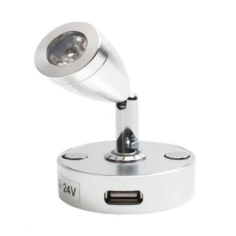 DC12V 24V LED svjetlo za čitanje čamaca za kampere Fleksibilna zidna svjetiljka za svjetla za interijer spavaće sobe s USB priključkom za punjač