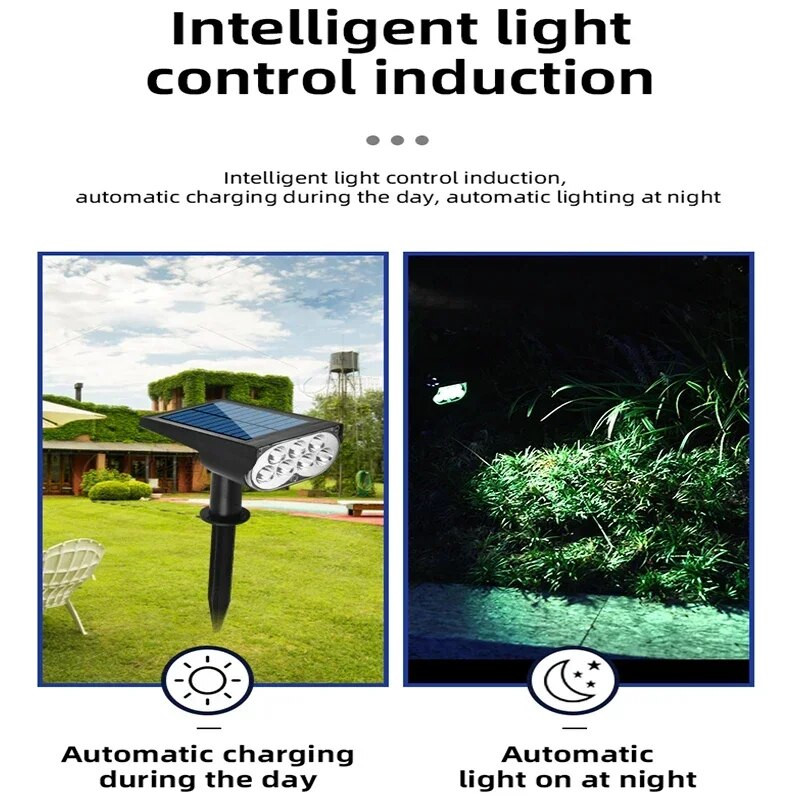 1db Napenergiával működő 7LED lámpa Állítható napelemes spotlámpa, földbe épített IP65 vízálló tájkép fali lámpa kültéri világítás