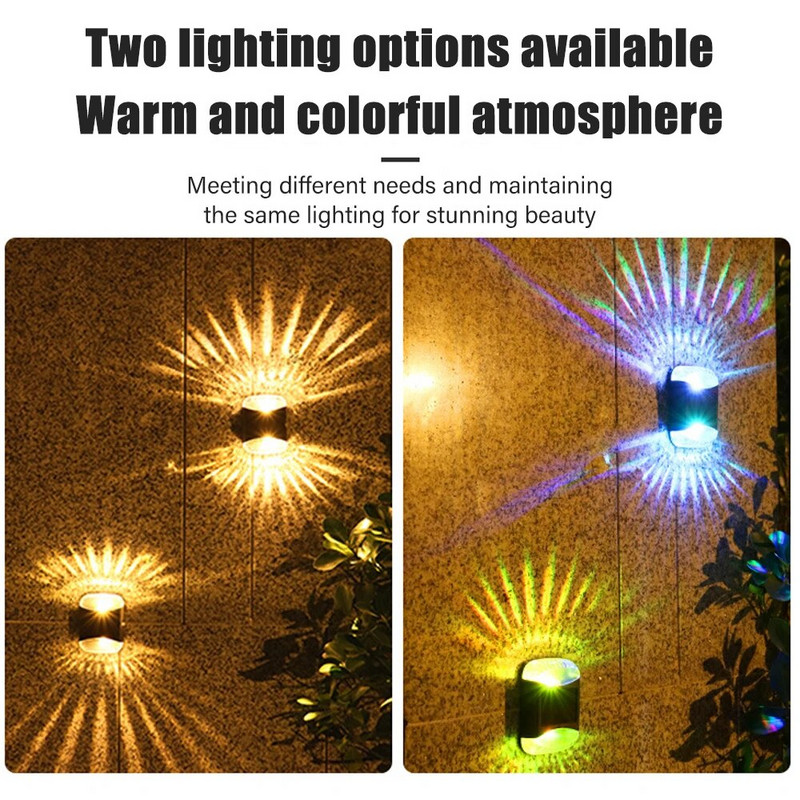 AlliLit Lampă solară LED impermeabilă Perete exterior Grădină Iluminare ambientală Decorare Sus & Jos Lumini de noapte Curtea Schimbarea culorii