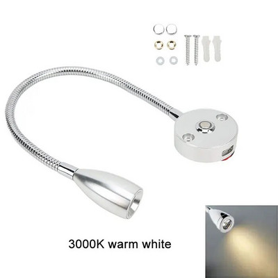 DC12V 24V LED svjetlo za čitanje s mogućnošću prigušivanja, 40 cm dugo Gooseneck RV zidna svjetiljka za kamper kombi, prikolica, kamion, čamac, unutarnja rasvjeta