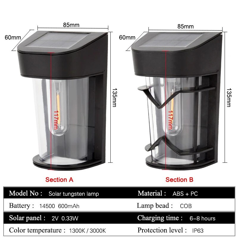 Napelemes wolfram lámpa kültéri kerti dekorációhoz Vízálló IP54 1300K 3000K Vintage napelemes lámpa dísz a belső udvarra
