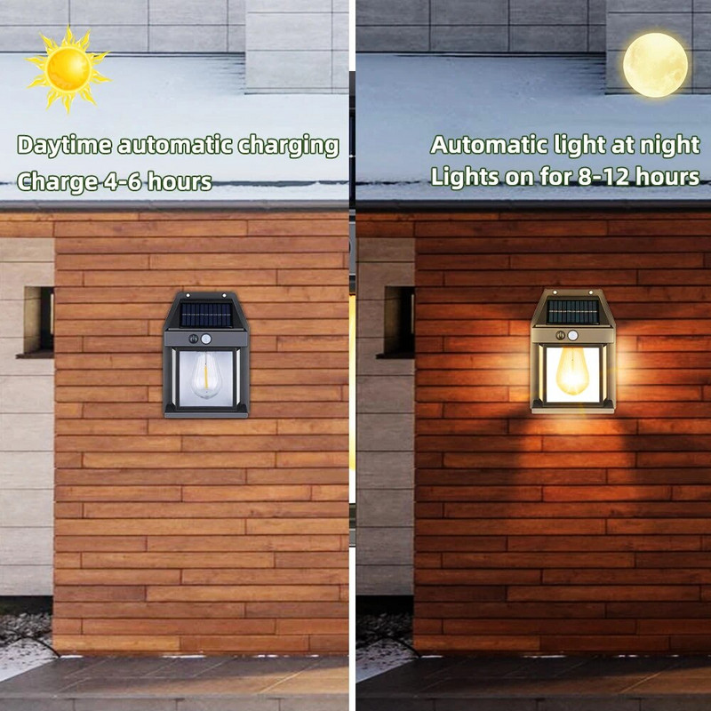 Solar wolfram huzal izzós fali lámpák Kerti lámpák Kültéri vízálló led kerti táj díszlámpák