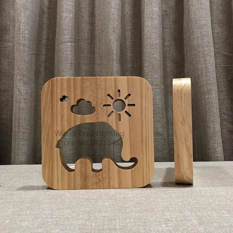 INS Elephant 3D LED Ξύλινο Φωτιστικό Νύχτας 3D Elephant Luminaria Βρεφικό Φωτιστικό Δώρα για Παιδιά Φωτιστικό για πάρτι γενεθλίων chambre bebe Διακοσμητικό φωτιστικό