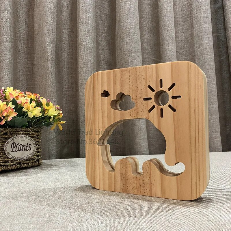 INS Elephant 3D LED Ξύλινο Φωτιστικό Νύχτας 3D Elephant Luminaria Βρεφικό Φωτιστικό Δώρα για Παιδιά Φωτιστικό για πάρτι γενεθλίων chambre bebe Διακοσμητικό φωτιστικό