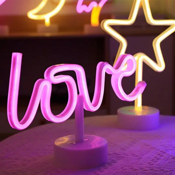 Επιτραπέζιο φωτιστικό Led Warm Star Moon Neon Sign Bar Φωτιστικό πάρτι για υπνοδωμάτιο Διακόσμηση Κάκτου Νυχτερινό φωτιστικό Παιδικό Δώρο μωρού