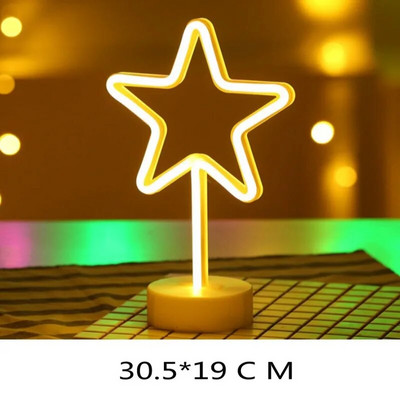 Led Topla Zvijezda Mjesec Neonski natpis Stolna svjetiljka Barska lampa za zabavu za spavaću sobu Kućni ukrasi kaktusa Noćna svjetiljka Djeca Poklon za bebe