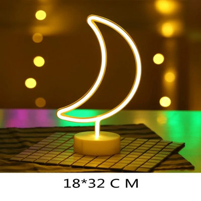 Led Topla Zvijezda Mjesec Neonski natpis Stolna svjetiljka Barska lampa za zabavu za spavaću sobu Kućni ukrasi kaktusa Noćna svjetiljka Djeca Poklon za bebe