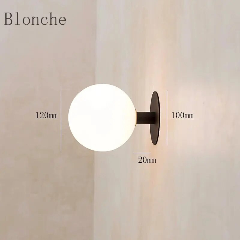 Jednostavna nordijska staklena zidna svjetiljka Crno/zlatni svijećnjaci za dnevni boravak Hodnik Trijem Restoran Stubište Jednostavna modna zidna svjetla