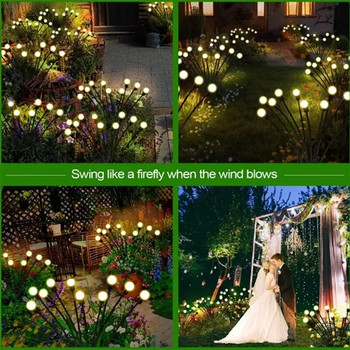 Solar Firefly Lights 6/8/10 Led Solar Garden Lawn Lights Εξωτερικό αδιάβροχο αιωρούμενο φως για Διακόσμηση μονοπατιού βεράντας αυλής