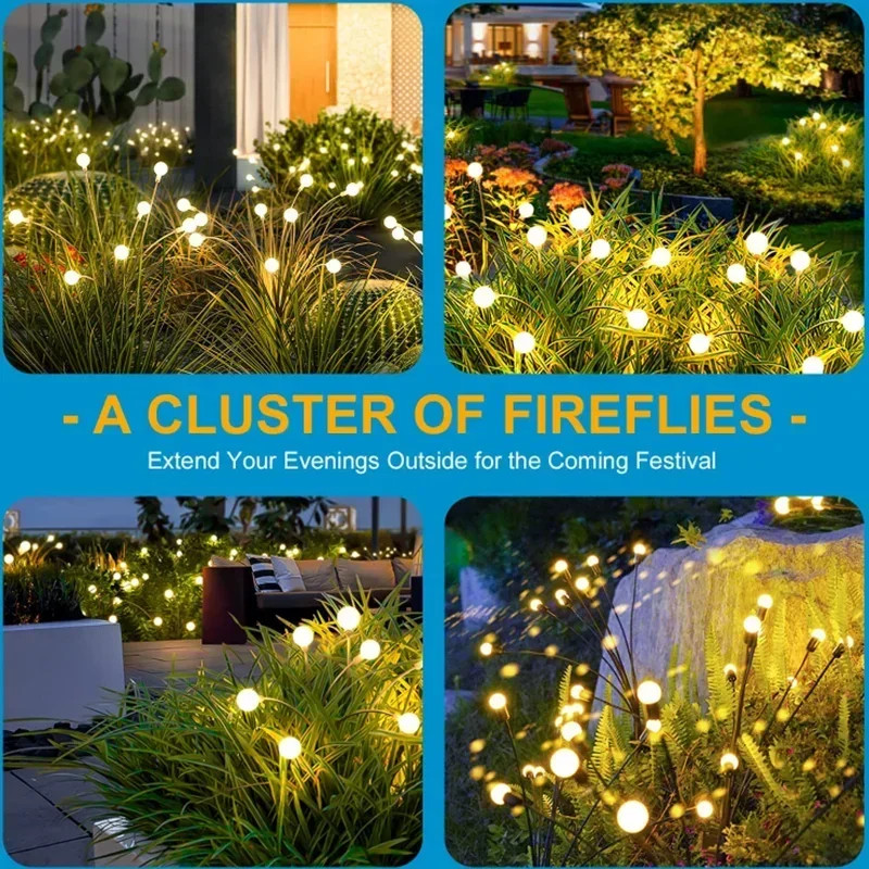 Solar Firefly Lights 2010.06.08. Led napelemes kerti füves lámpák kültéri vízálló lengő lámpa udvari terasz ösvény dekorációhoz