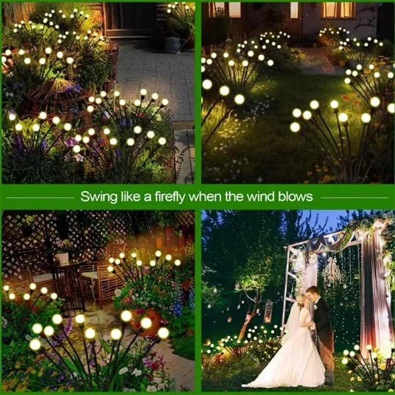 Solar Firefly Lights 2010.06.08. Led napelemes kerti füves lámpák kültéri vízálló lengő lámpa udvari terasz ösvény dekorációhoz
