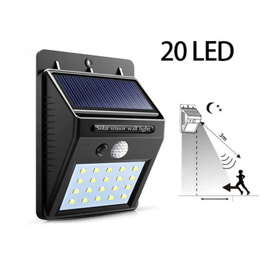 Led solarni reflektor za vanjske solarne svjetiljke Vodootporan sa senzorom pokreta 20 30 Led solarni fokus Zidna svjetiljka za dekoraciju vrta i dvorišta