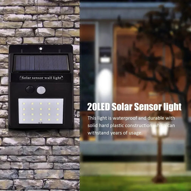 Led solarni reflektor za vanjske solarne svjetiljke Vodootporan sa senzorom pokreta 20 30 Led solarni fokus Zidna svjetiljka za dekoraciju vrta i dvorišta