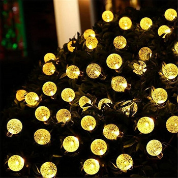 8 Modes Solar Light Crystal Ball 5M/7M/12M/ LED String Lights Fairy Lights Γιρλάντες για Χριστουγεννιάτικη Διακόσμηση εξωτερικού χώρου