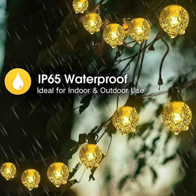 8 načina solarnog svjetla Kristalna kugla 5M/7M/12M/ LED žičana svjetla Vilinska svjetla Girlande za božićnu zabavu na otvorenom