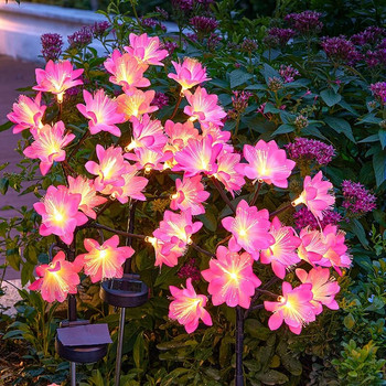 Camellia ηλιακό φως εξωτερικού χώρου Αδιάβροχη διακόσμηση εξωτερικού χώρου Κήπος Solar Flowers Λάμπες γκαζόν για Αίθριο Διακόσμηση γιορτινής αυλής