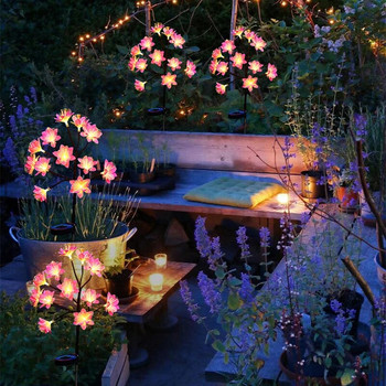 Camellia ηλιακό φως εξωτερικού χώρου Αδιάβροχη διακόσμηση εξωτερικού χώρου Κήπος Solar Flowers Λάμπες γκαζόν για Αίθριο Διακόσμηση γιορτινής αυλής