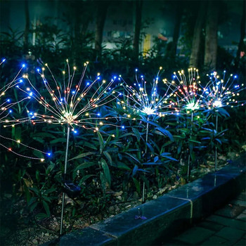 LED Solar Power Φώτα πυροτεχνίας Διακόσμηση κήπου Fairy Lights Αδιάβροχο φωτιστικό γκαζόν εξωτερικού χώρου πικραλίδα για διακόσμηση κήπου βεράντας