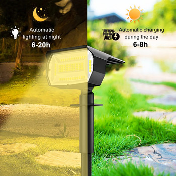 72/68 LED Solar Landscape Lights Outdoor IP65 Waterproof Solar Light with 3 Mode Solar Garden Spotlight for Yard Lawn Walkway