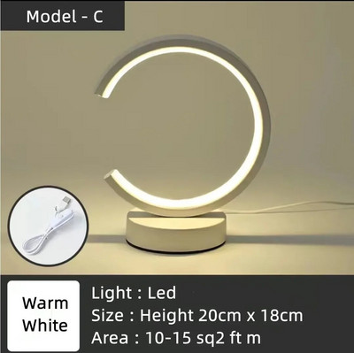 Lampă de masă cu inel circular simplu cu LED de 20 cm, dormitor, noptiere, sufragerie, restaurant, lampă decorativă pentru hotel, lumină de noapte rotundă reglabilă