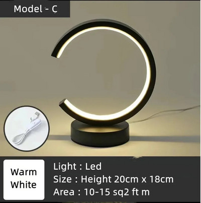 Lampă de masă cu inel circular simplu cu LED de 20 cm, dormitor, noptiere, sufragerie, restaurant, lampă decorativă pentru hotel, lumină de noapte rotundă reglabilă