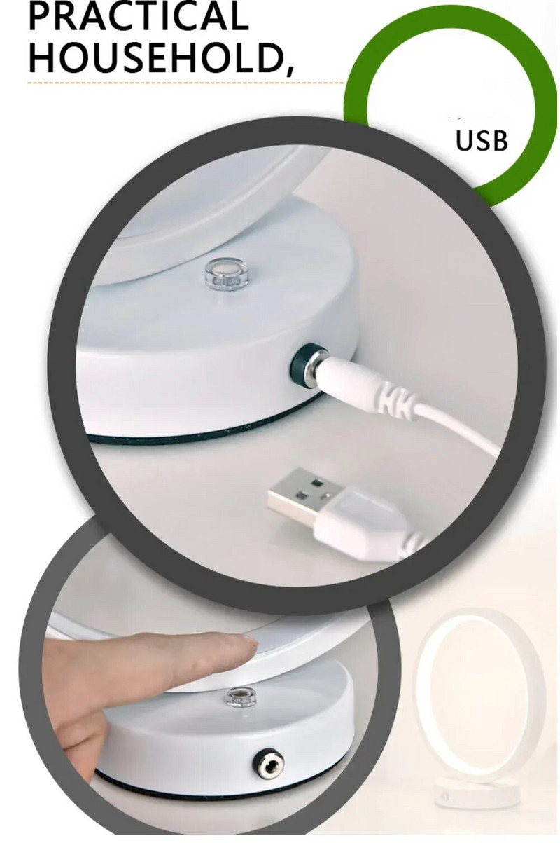 Lampă de masă cu inel circular simplu cu LED de 20 cm, dormitor, noptiere, sufragerie, restaurant, lampă decorativă pentru hotel, lumină de noapte rotundă reglabilă