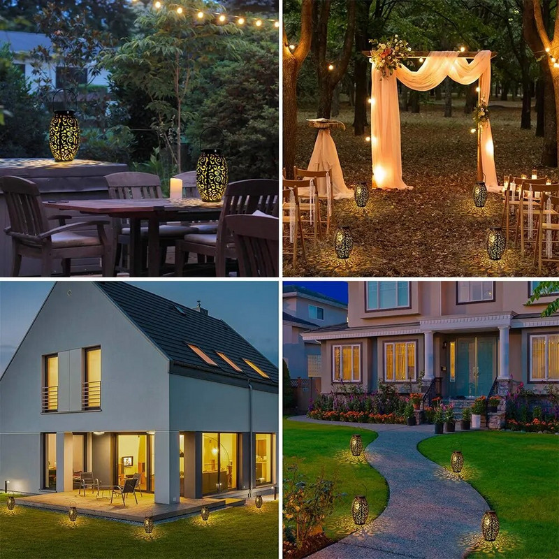 Solarne svjetiljke Metalne viseće solarne svjetiljke Vanjske LED lampione na solarni pogon Vrtna rasvjeta za terasu, dvorište, trijem, staza, šetalište