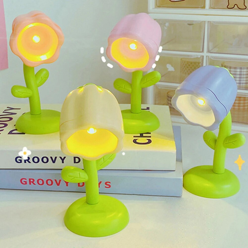Mini LED gėlių naktinė lemputė Miela maža stalinė lempa stalinio kompiuterio ornamentas prie lovos miegamojo aplinkos šviesa vaikams žaislas vaikams atostogų dovana