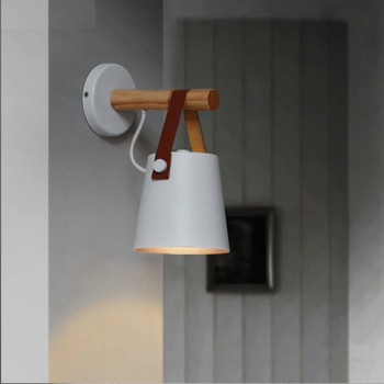 Дървена стенна лампа Проста креативна LED декорация за нощно шкафче за спалня Morden Nordic Design Всекидневна Коридор Хотел E27 Вътрешни лампи