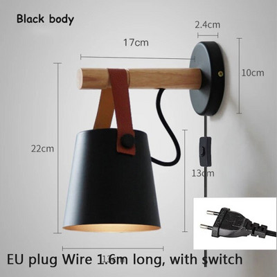Drvena zidna svjetiljka Jednostavna kreativna LED spavaća soba Dekoracija uz krevet Morden Nordic Design Dnevni boravak Hodnik Hotel E27 Unutarnje svjetiljke