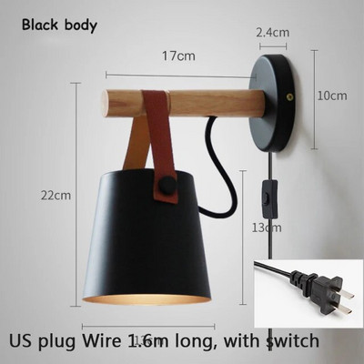 Drvena zidna svjetiljka Jednostavna kreativna LED spavaća soba Dekoracija uz krevet Morden Nordic Design Dnevni boravak Hodnik Hotel E27 Unutarnje svjetiljke