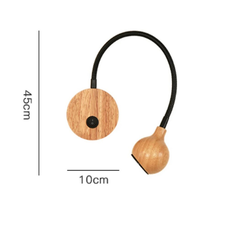 Moderne drvene LED zidne svjetiljke s prekidačem na gumb 3W AC90-260V Svjetlo za čitanje uz krevet za spavaću sobu Podesivo unutarnje osvjetljenje