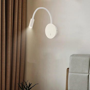 3W LED маркучи Стенна лампа Модерна домашна хотелска нощна лампа за четене с превключвател Черно бяла стенна лампа Вътрешно LED осветление