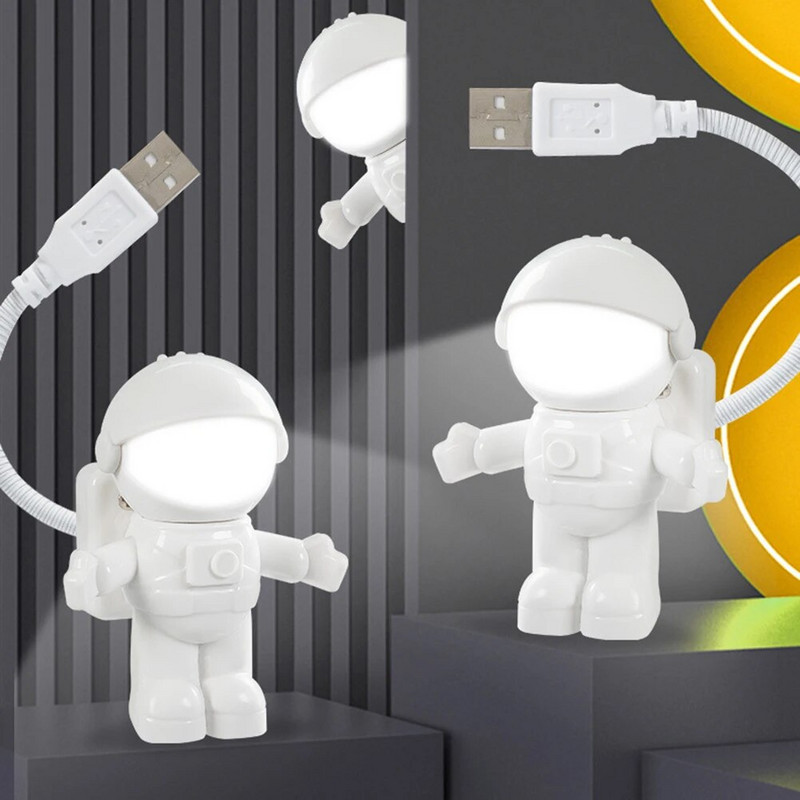 USB noćno svjetlo LED noćno svjetlo u obliku astronauta Stol za čitanje Spaceman Dekoracija Rasvjetno tijelo Pokloni za djecu