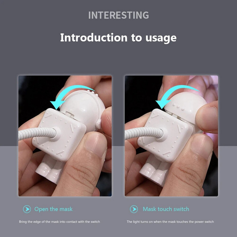 USB noćno svjetlo LED noćno svjetlo u obliku astronauta Stol za čitanje Spaceman Dekoracija Rasvjetno tijelo Pokloni za djecu