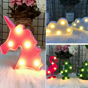 12 см мини LED настолна нощна лампа животно фламинго звезда сърце еднорог коледно кокосово дърво украса за домашно парти 3D настолна лампа