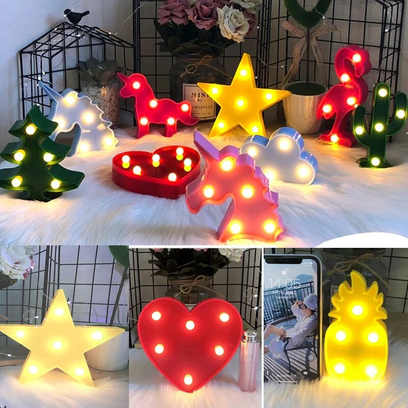 Επιτραπέζιο φωτιστικό νύχτας Mini LED 12cm Ζώο Flamingo Star Καρδιά Μονόκερος Χριστουγεννιάτικο δέντρο καρύδας Διακοσμητικό πάρτι σπιτιού 3D Φωτιστικό γραφείου