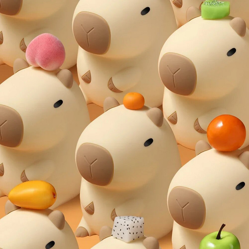 Animacinio filmo Capybara silikoninė naktinė lemputė LED miela USB įkraunama pritemdoma miego naktinė lempa vaikų kambario dekoravimui 800mAh