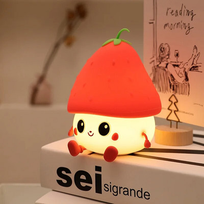 Led Fruit Night Light Силиконова крушова ягодова лампа за настроение Димируема спалня Нощен декор Подарък за момиче Супер сладки бебешки нощни лампи
